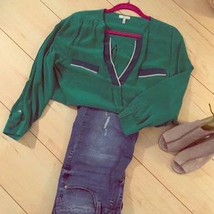 Joie emerald silk blouse